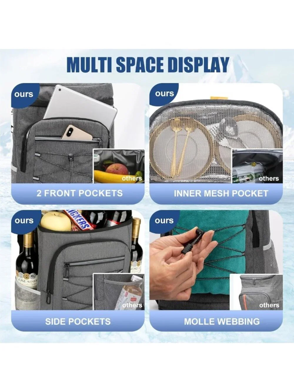 Insulated Backpack Cooler, Leakproof Soft Cooler for Camping & Hiking Adventures